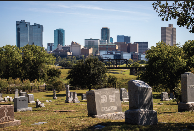 Oakwood Cemetery was established in 1879 with 20 acres and has grown to over 100 acres. According to their website, it is the second oldest Fort Worth cemetery.